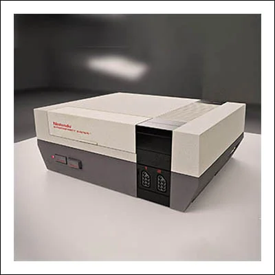 Realistic 3D rendering of a Nintendo Entertainment System
