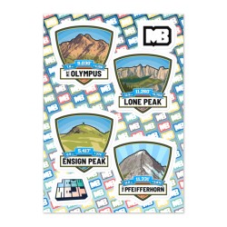 Summit Stickers Sheet - Mt. Olympus, Lone Peak, Ensign Peak, the Pfeifferhorn - 2¾"